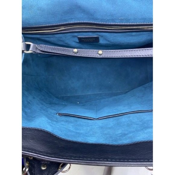 Emilio Pucci Medium City Marquise Top Handle Black Leather Shoulder Bag - Picture 8 of 12